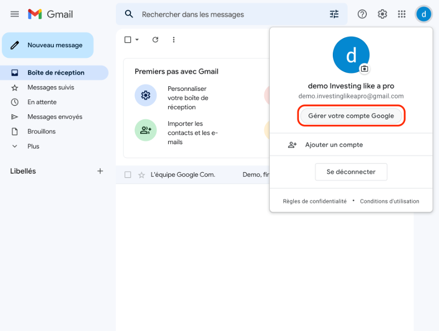 Etape 1:Activer la double authentification avec une application mobile sur Gmail