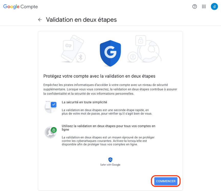 Etape 4:Activer la double authentification avec une application mobile sur Gmail