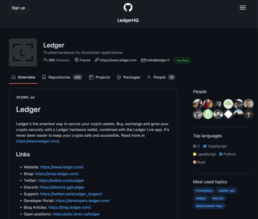 Code source de Ledger
